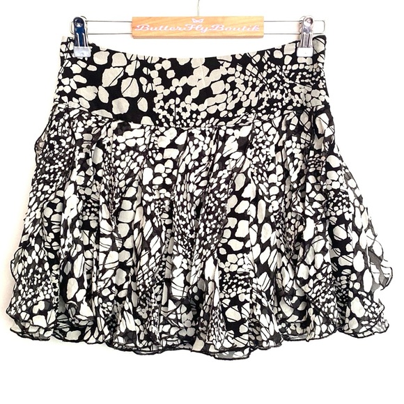 (A11) INC Nostalgia Butterfly Dot Layered Ruffle 100% Silk Mini Skirt, Size 4 - Picture 3 of 10